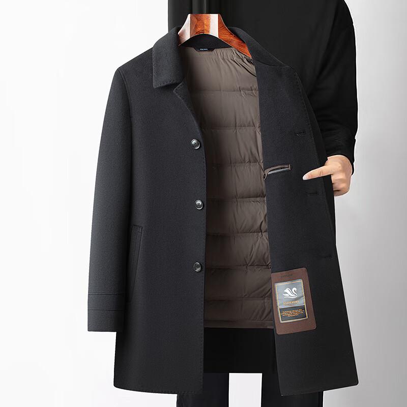 FAPAI Men's Merino Wool Down-Lined Overcoat