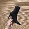 Fashion Comemore New Women Sexy Sock Boots 2025 Autumn Thin High Heels Pointed Toe Solid Black Suede Fashion Ankle Boots Women's Shoes
