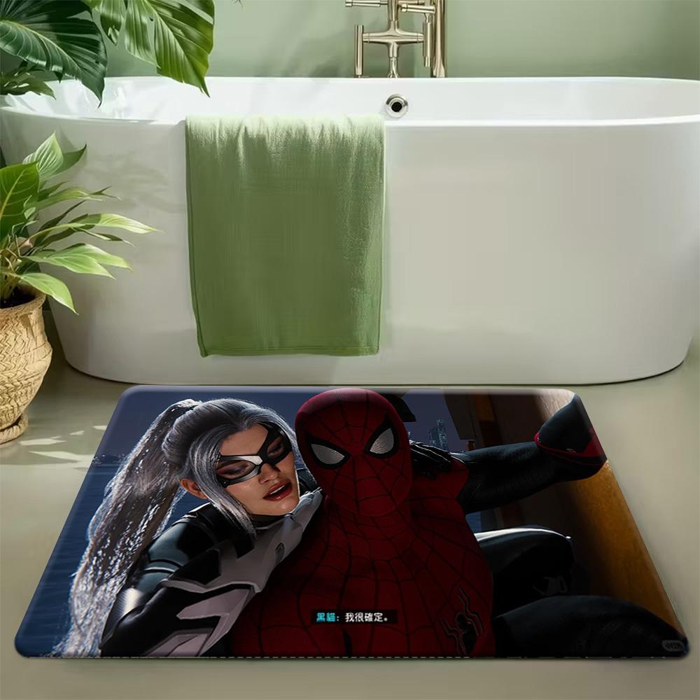 Authorized 1pc Marvel 2D Flat Printed Spider-Man Polyester Doormat, Ideal for Home Entrances, Bedroom And Bathroom Doors, Easy
