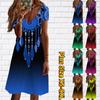 Летняя мода женская V-образным вырезом с коротким рукавом ледяное ожерелье с кристаллами платье с принтом секс-платье