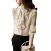 Round Elegant Long Solid Loose Perfect for Going Summer [CCGGOWMM] Women's Blouse, Collar, Ruffle, Shirt, Striped, Sleeve, Formal, Lightweight, Color,