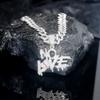 Хип-хоп Панк Подвеска с надписью "NO LOVE" Кубинская цепь Стильная Iced Out Мужская Женская Уличный стиль Кубинская цепь Модные украшения Подарок