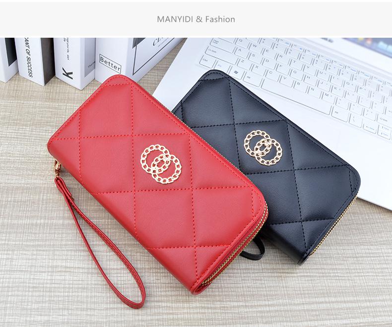 Женский длинный кошелек с двойной молнией: Вместительный клатч и сумка для мобильного телефона