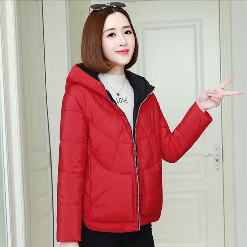 Solid Hooded Parka Coat Women Short Cotton-padded Coats Winter  Oversize Parka Jacket Thick Cotton Jacket Outwear