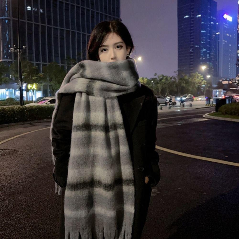 Soft Long Tassel Scarves Warm Thickened Shawl Wrap Retro Winter Cashmere Scarf Women