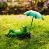 Solar Frog Garden Statue with LED Lights Frog Sculpture Decoration Outdoor Decor Animal Figurine