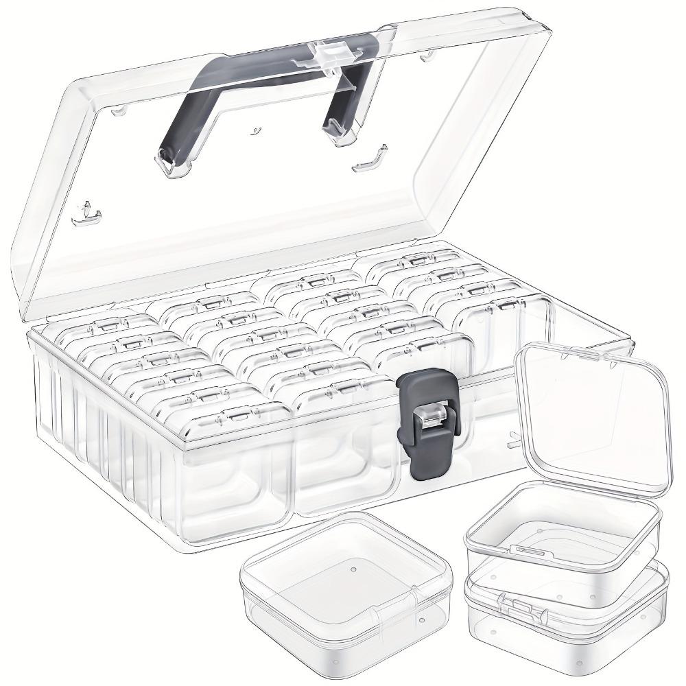 Household 24-grid Screw Storage Box Plastic Transparent Bead Organizer Box Portable Square Clear Containers Boxes