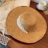 New bow lace straw hat women's summer seaside beach vacation sun hat large brim sun protection hat