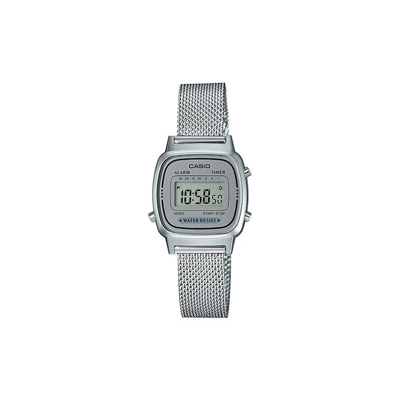 Casio Ретро маленькие часы на серебристом ремешке водонепроницаемые часы stainless steel strap кварцевый механизм stainless steel strap японские и корейские часы LA670WEM-7