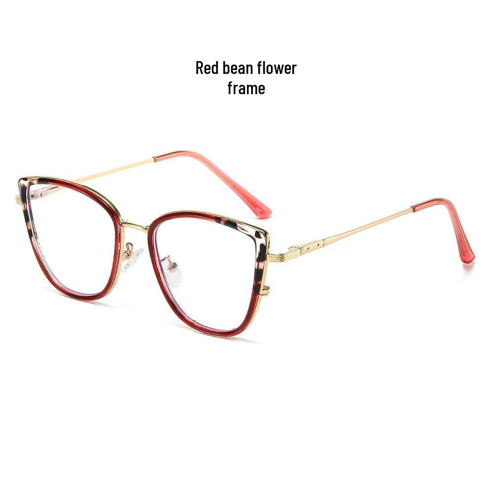2026 Women's Fashionable Cat Eye Anti-Blue Light Glasses with Versatile Metal Frame and Plano Lenses