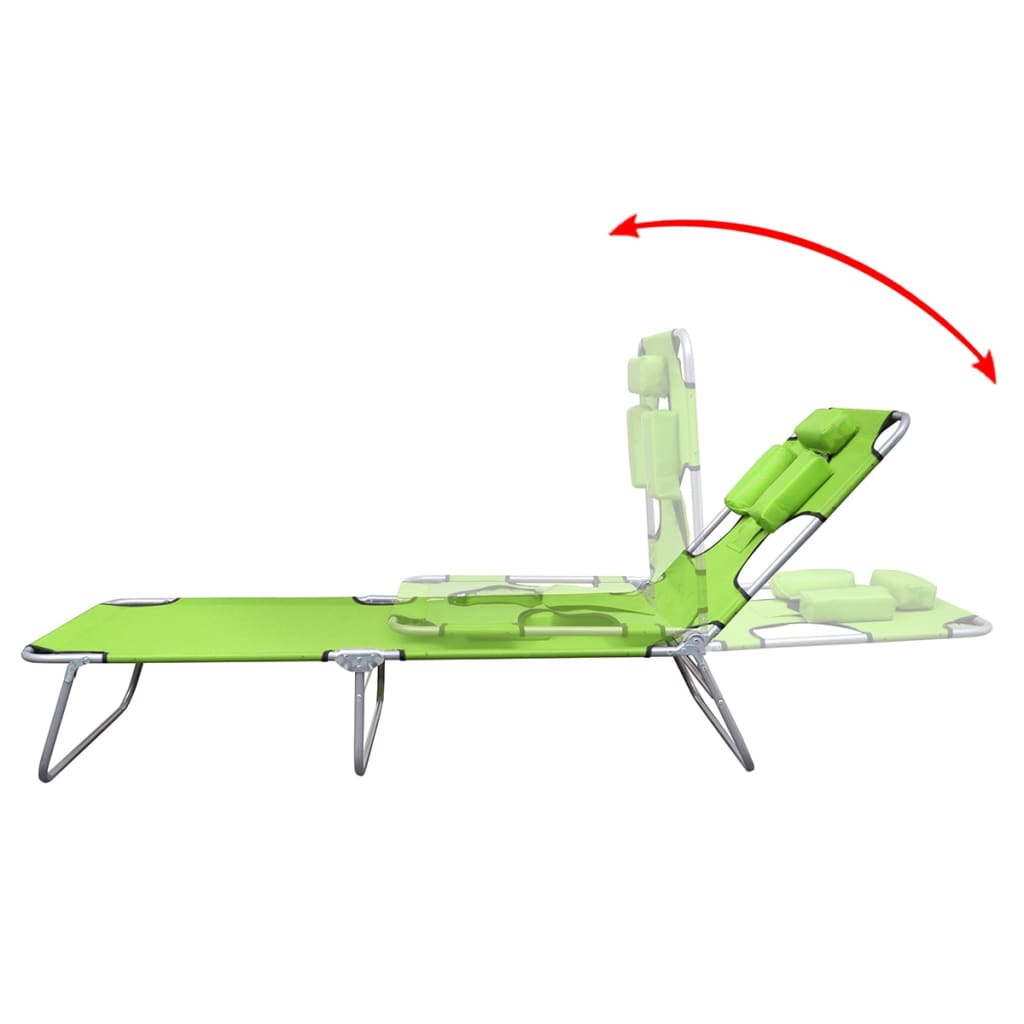 Foldable Sun Lounger with Headrest Adjustable Apple Green