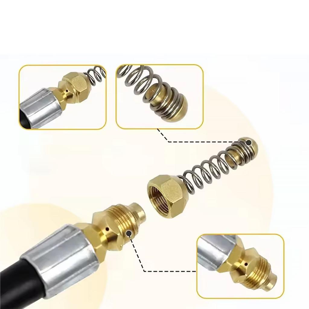 HydroClean ProFlex 15M - Wąż 1/4" 155bar do czyszczenia rur z dyszą sprężynową mosiężną | Karcher K1-K7 | 529bar max | 60°C