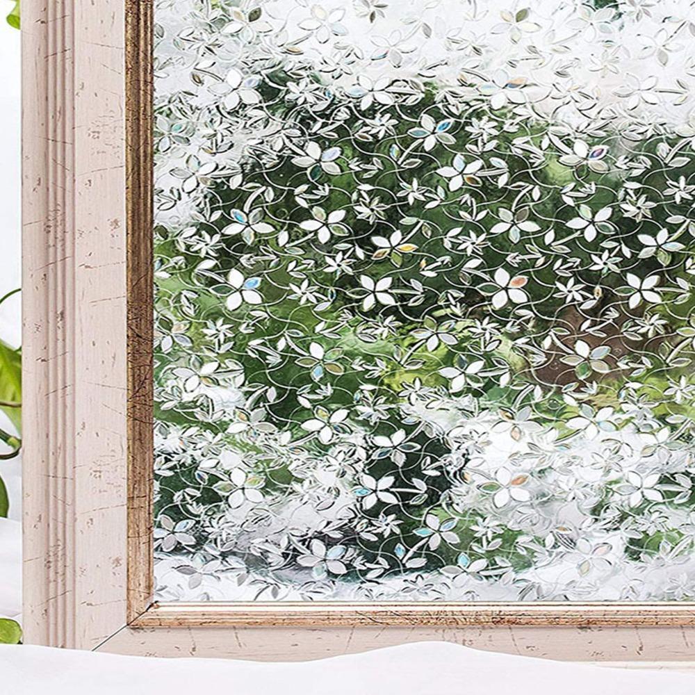 Static Cling Magnolia Stained Glass Window Filmwindow Privacy Film  Bathroom