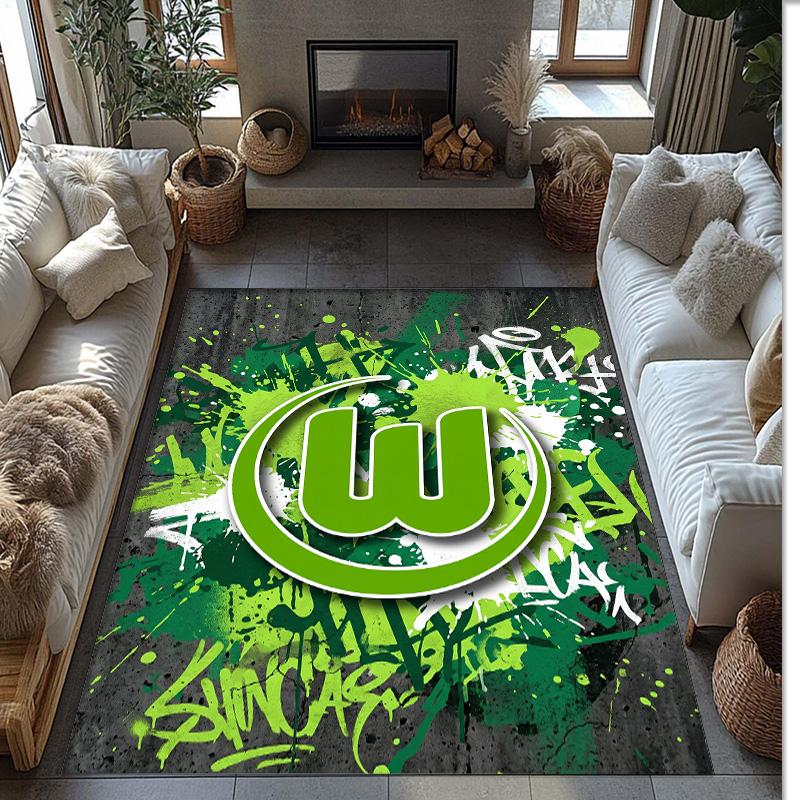 VfL Wolfsburg FC Soccer Football Pattern Soft Area Rug Non Slip Indoor Floor Carpet Sports Decor Mat for Bedroom