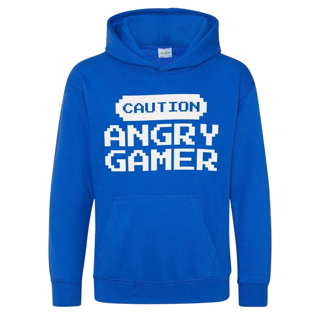 AWD Childrens/Kids Caution Angry Gamer Hoodie