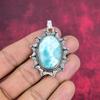 Подвеска с драгоценным камнем Ларимар, кулон из цельного серебра 925 пробы, ювелирное изделие ручной работы, кулон с камнем по дате рождения, подарок для него
