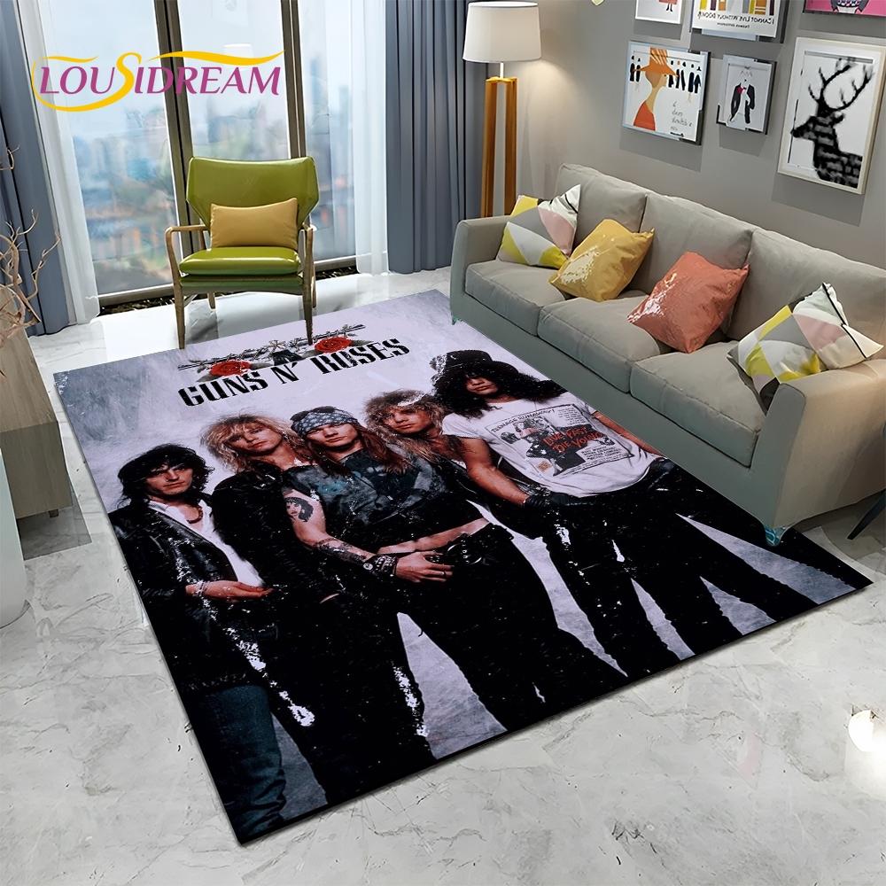 3D Hard Rock Band Guns N Roses Sign Carpet Rug для дома, гостиной, спальни, дивана, коврика для двери, детский коврик, нескользящий напольный коврик