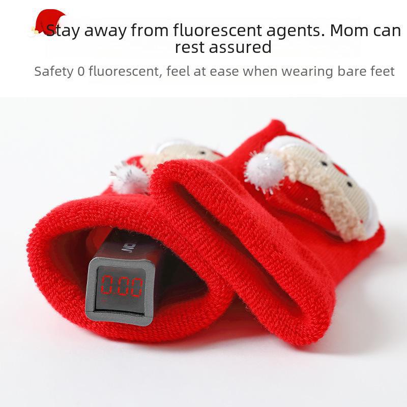 Мягкая утолщенная махровая обувь для новорожденных - ярко-красный цвет для осени/зимы (1 год)