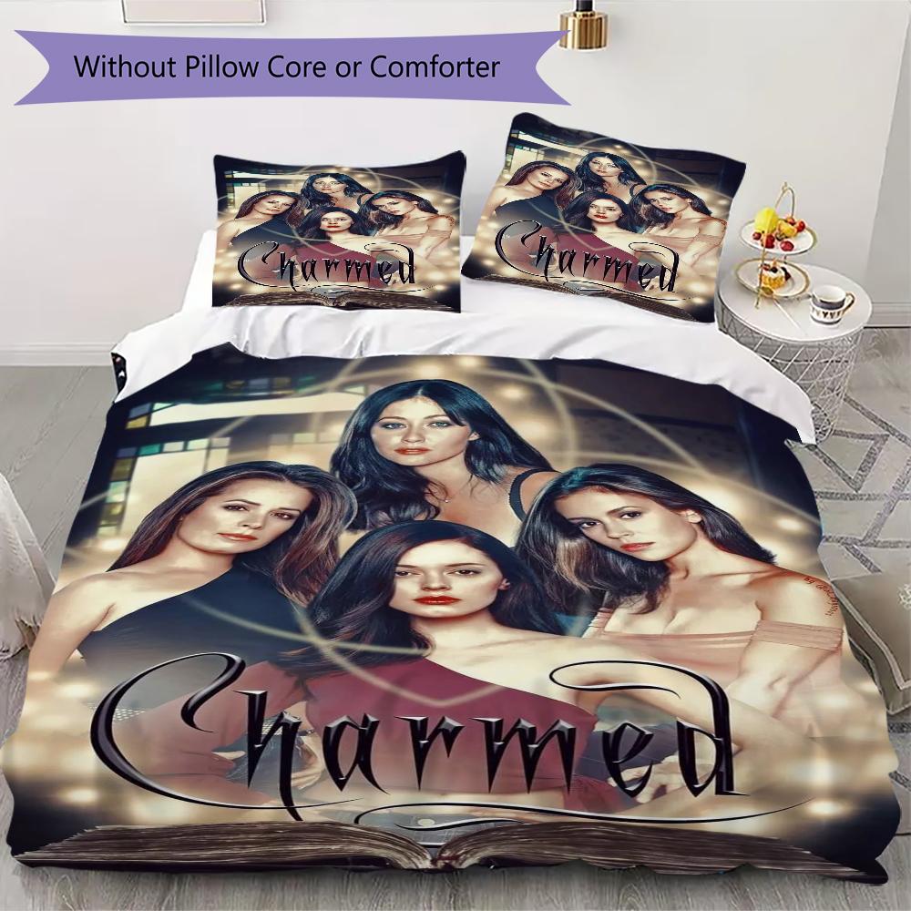 Charmed Pattern Bedding,Quilt Set Quilt Cover Pillowcase Home Birthday Gift(1 * duvet cover + 2 * pillowcase, without core)_lx