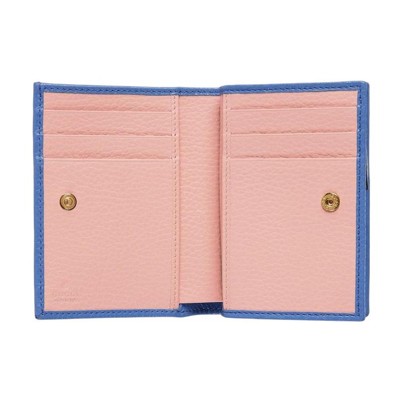 Gucci Double G light gold hardware leather wallet women's light purple