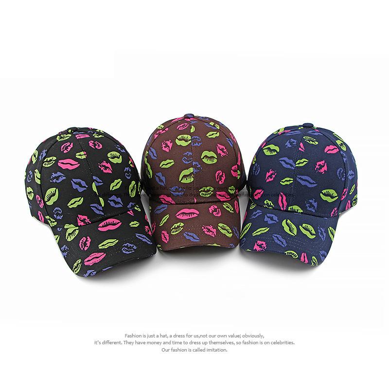 Шапка женская бейсболка с принтом губ для защиты от солнца на открытом воздухе
