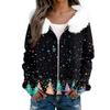 Women's Fashion Casual Sweater Zipper Print Cardigan Plush Hooded Jacket