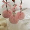 Fashionable Fur Ball Mobile Phone Chain With Bow, Cute And Sweet Pendant Keychain