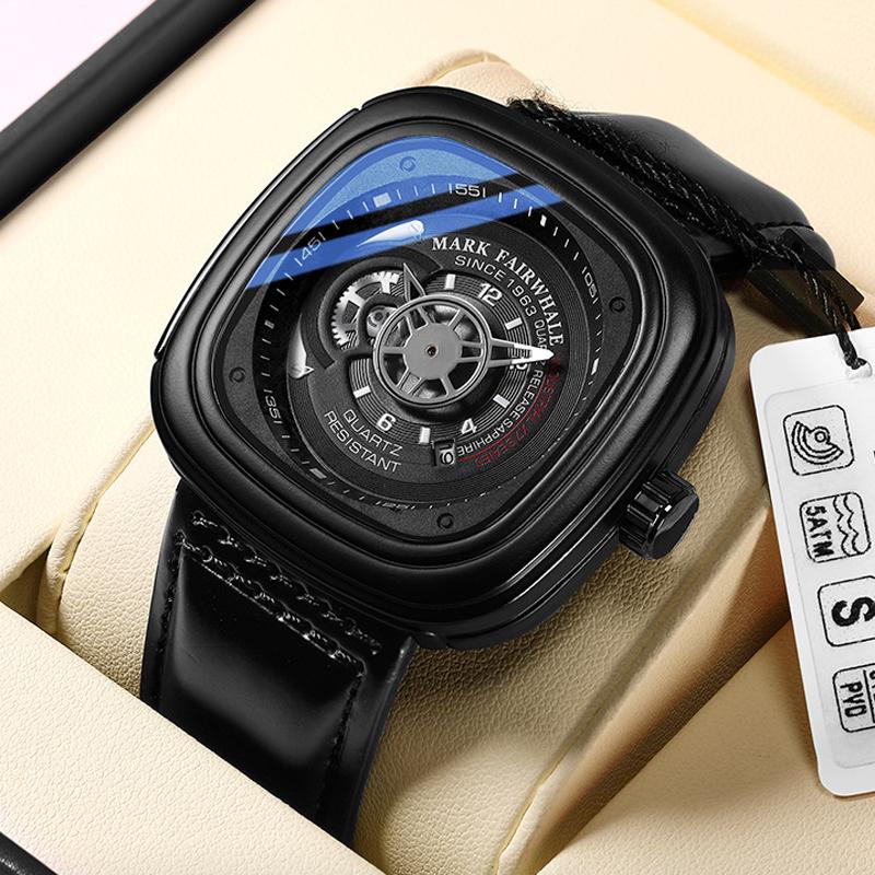 Mark Fairwhale 5052 Wristwatches Original Man Watch Leather Quartz Watch Luxury Waterproof Male Relgios Masculino Reloj Hombre