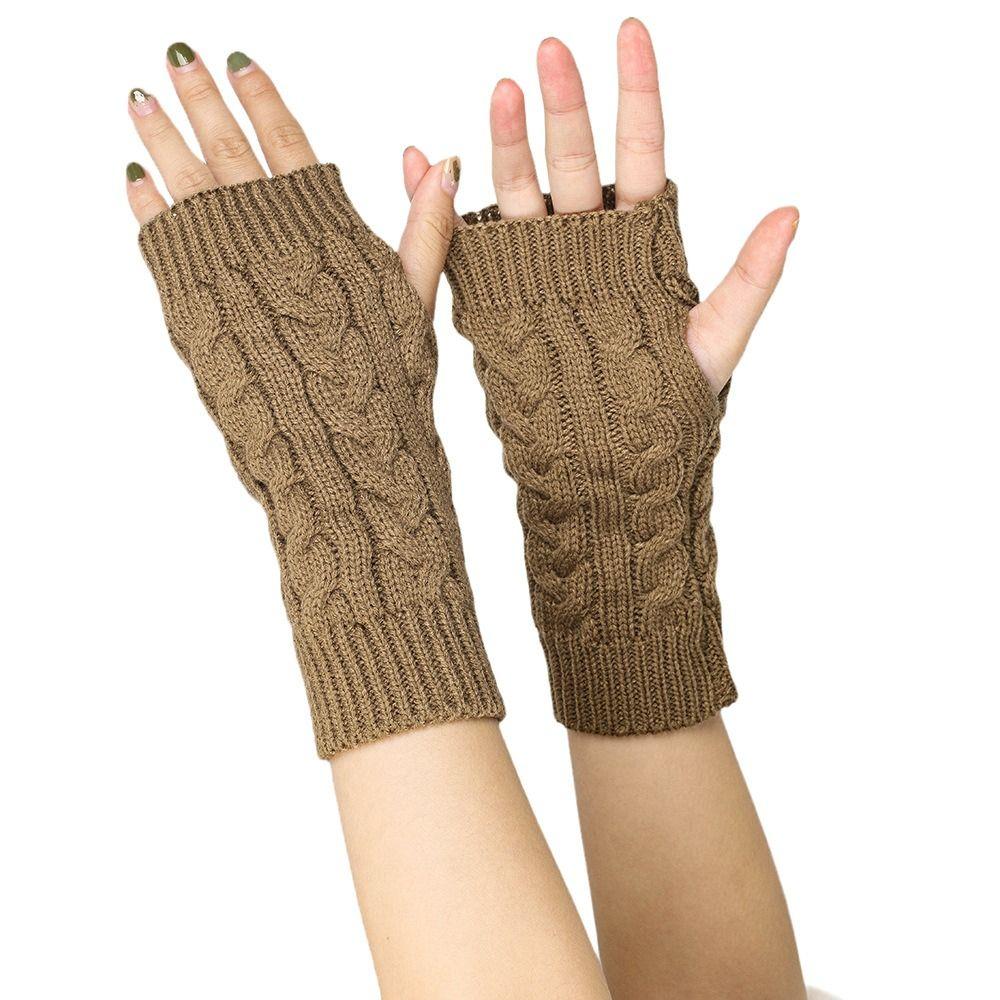 Winter Gloves Outdoor Riding Mittens Half Finger Gloves Cute Knitted Gloves Autumn