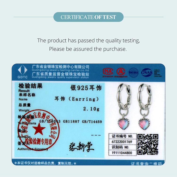 WOSTU Серьги-клипсы из стерлингового серебра 925 пробы, розово-фиолетовые стеклянные серьги-клипсы с изображением любви и риса для женщин, оригинальный дизайн ювелирных изделий