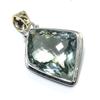 Natural Green Amethyst Gemstone 925 Solid Sterling Silver Pendant 1.58" U8K33
