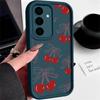 Cherry Pattern Matte Soft Case For Smausng S25 Plus S24 FE S23 Ultra A36 A56 A16 A26 A15 A55 A35 A06 Lens Protection Shockproof TPU Phone Cover