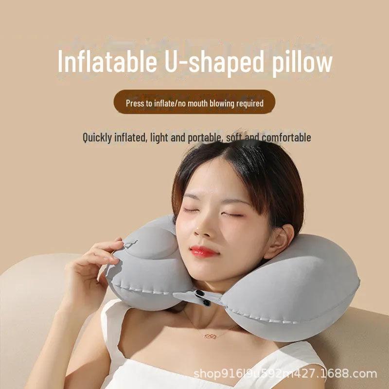 Надувная U-образная подушка для шеи для путешествий, работы или дома