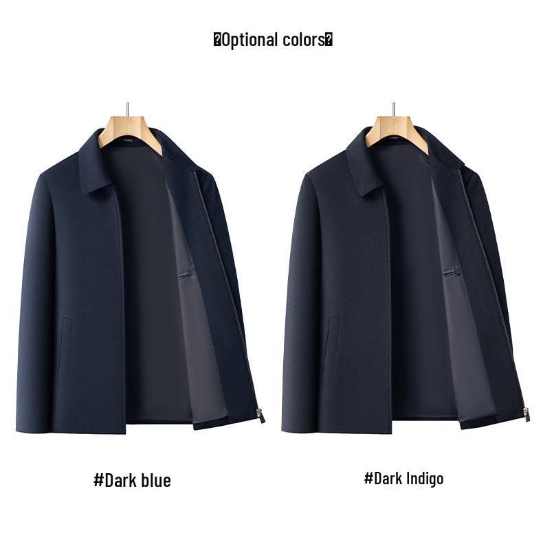 Men's Wool Cashmere Executive Jacket: Business Casual Lapel Coat for Middle-Aged Trends