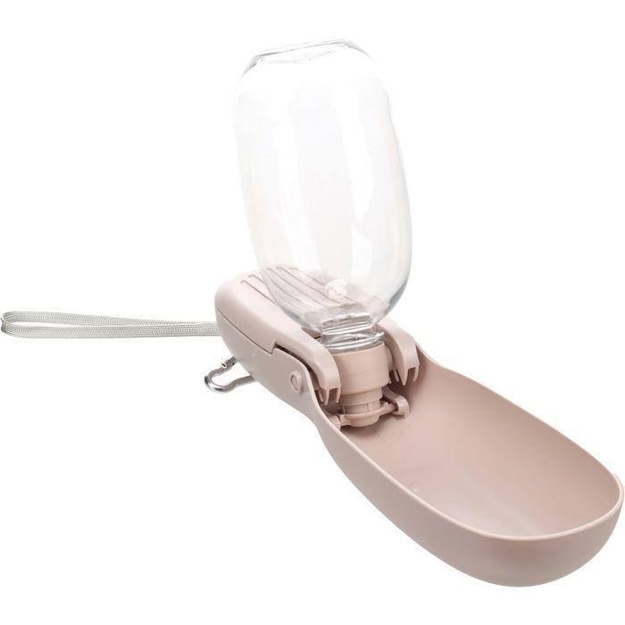 Gourde pour chien - EDEN - Takor Taupe - 2-en-1 eau & friandises - 460ml+100ml - Mousqueton