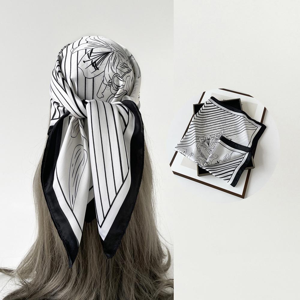 Весенне-летний атласный длинный шарф для женщин, солнцезащитная шаль, модный атласный длинный шарф для красоты, универсальный дорожный шарф