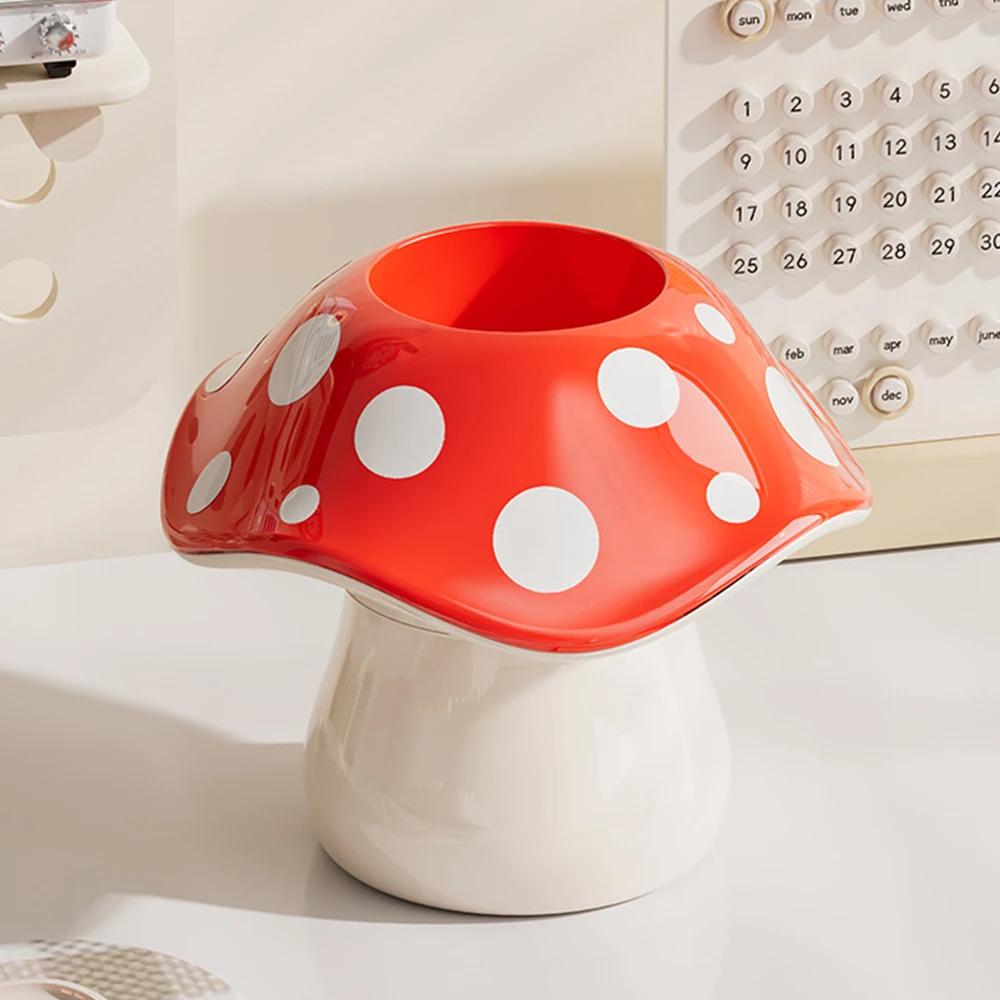 Cute Mushroom Storage Box Desktop Student Office Stationery Pen Holder Home Multi-functional Creative Makeup Brush Storage Tools