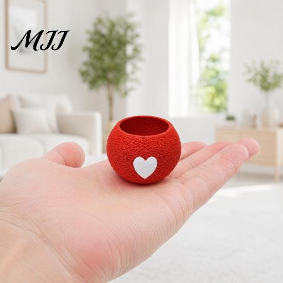 Маленький цветочный горшок, 3D-печатный горшок, Мини-круглый цветочный горшок, Красное сердце, Дышащий текстурный горшок-контейнер для кактусов, трав, растений, для рабочего стола дома и в офисе