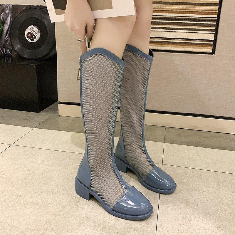 High Boots For Women Fashion Platform Martern Boot Hollow Long Boots Woman Sring Autumn 2023 New Mesh Sexy Knee -Length Boots