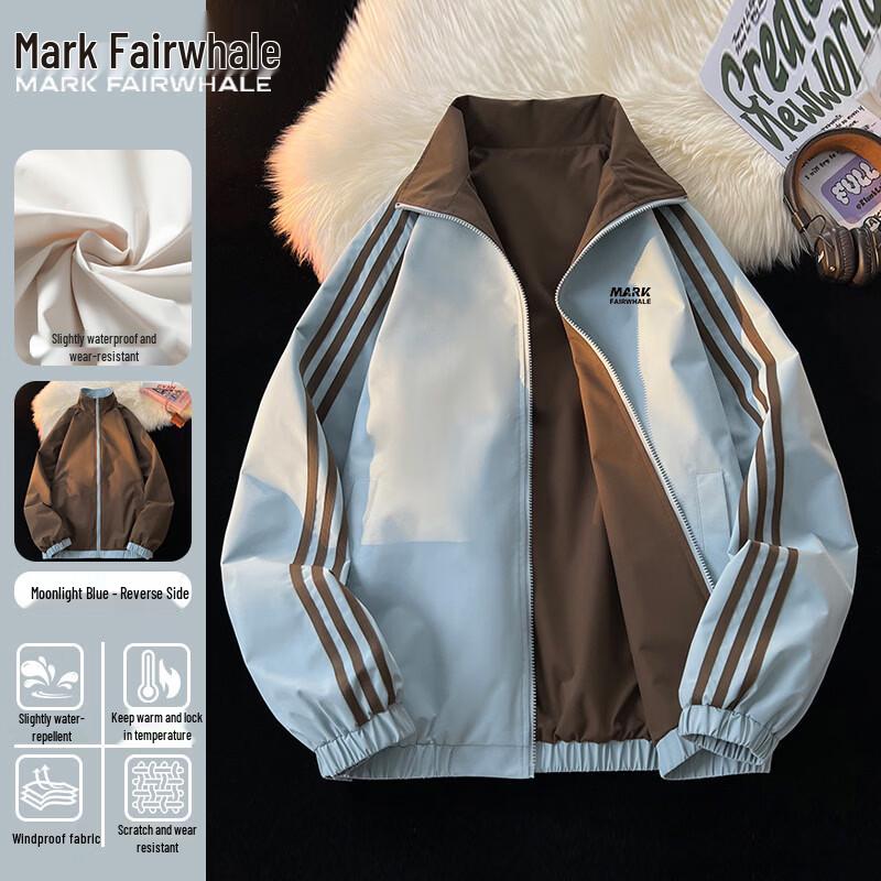 Mark Fairwhale Мужская двусторонняя полосатая куртка с воротником-стойкой