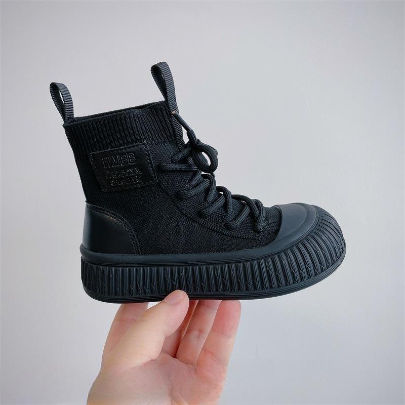 Новые осенние детские ботинки, обувь для девочек, вязаные иностранные носки, ботинки, удобные нескользящие одинарные ботинки для мальчиков,