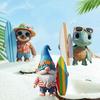 Beach Party Animal Sculpture Resin Surfing Sloth Turtle Ornament Beach Vacation Gnome Statue for Home Decor Desktops Bookshelves