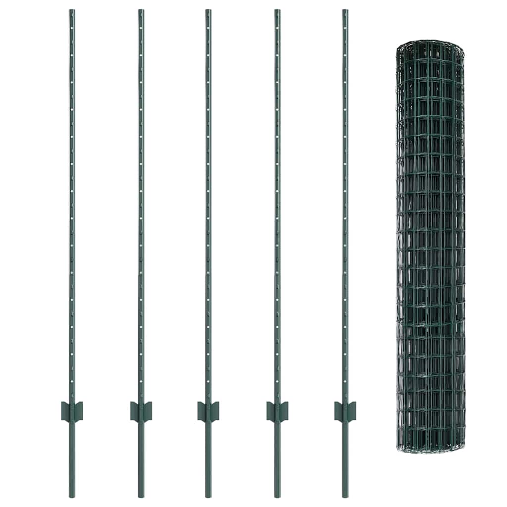 vidaXL Euro-Zaun mit Pfosten 10 x 1,4 m PVC-beschichteter Stahl Grün