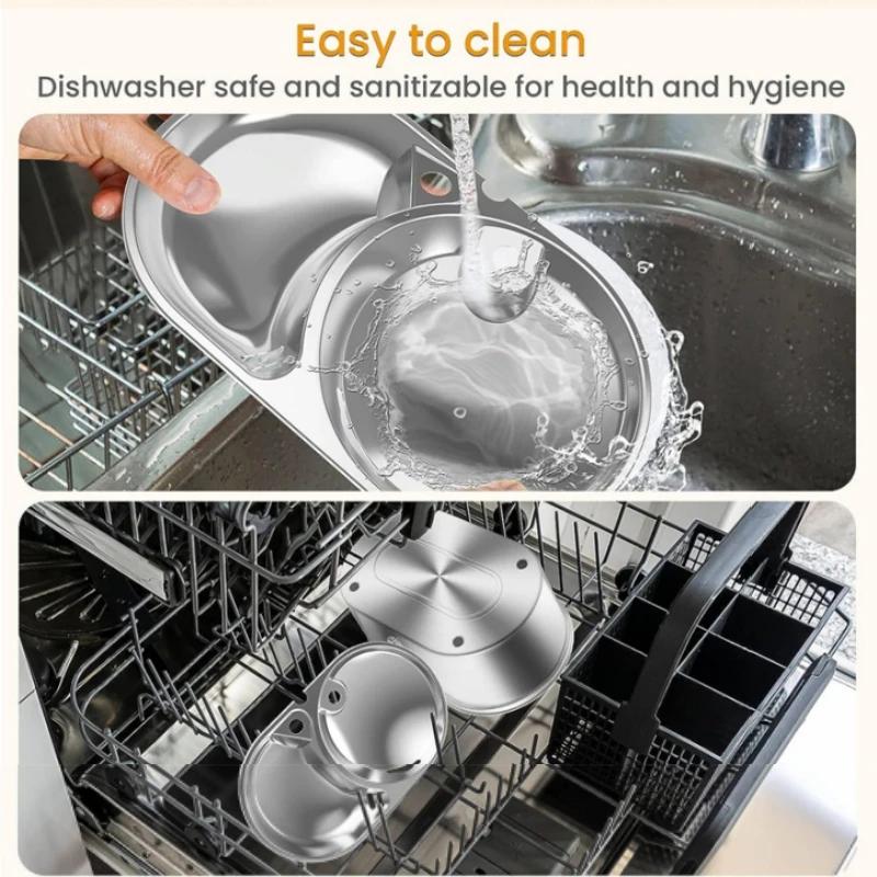 Поилка для кошек из нержавеющей стали, автоматический диспенсер для воды для домашних животных, 3 л, большая емкость, интеллектуальная система кормления, двойные миски