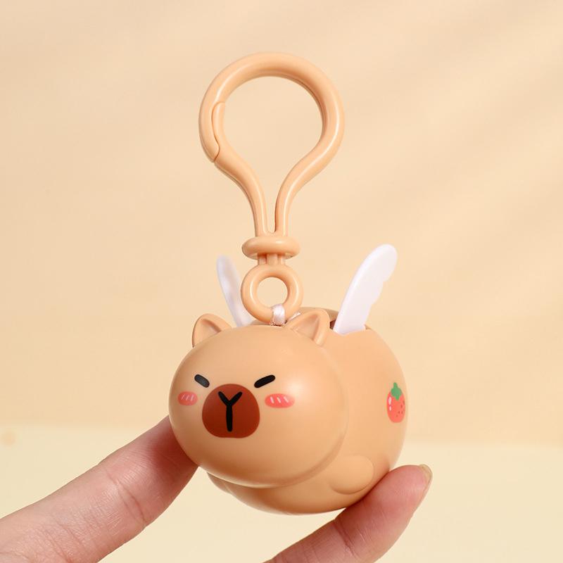 1Pc Cartoon Kapibala Wings Keychain Will Fly Wings Kapibala Creative Accessories Key Rings Bag Pendant Elastic Stretch Keychain