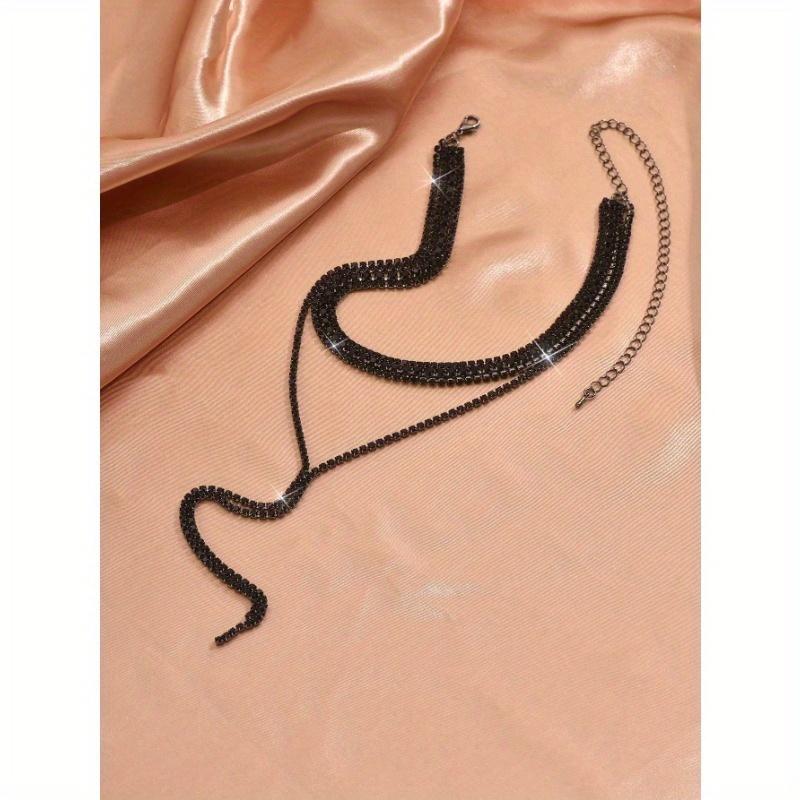 Роскошный и элегантный стиль, многослойное ожерелье с кисточками черного/белого цвета, сверкающие стразы, для невест, изысканные аксессуары, подчеркивающие темперамент