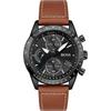 Мужские кварцевые часы Pilot Edition Chrono с черным циферблатом и коричневым кожаным ремешком 1513851