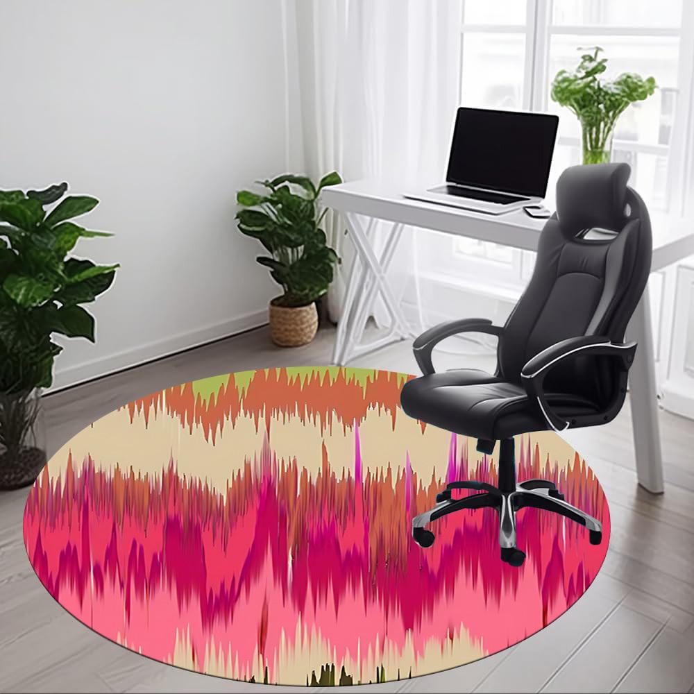 1pc Abstract Pattern Chair Carpet for Office, Indoor Non Slip Washable Polyester Fiber Carpet,
