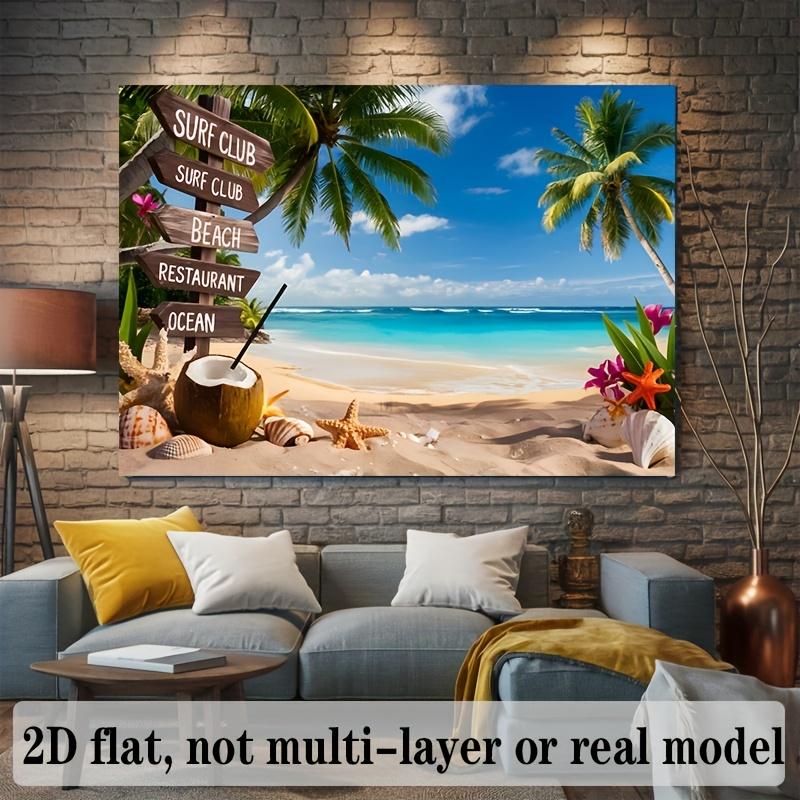 Tropical Hawaiian Beach Party Banner, Polyester Backdrop for Home Room Wall and Photo Props