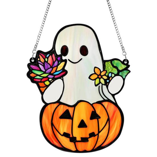 Хэллоуин Милый Призрак Ловец Солнца Витражный Стиль Акриловый Подвесной Декор для Окна Призрак Ловец Света для Украшения Окна Стены